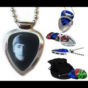 Pickbay Guitar Pick Holder + John Lennon Pick Young Beatles Licensed photo NEW